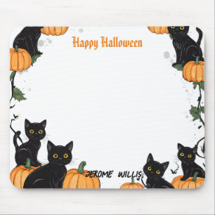 Schwarze Katzen und Pumpkin Happy Halloween Mousepad