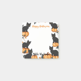 Schwarze Katzen und Pumpkin Happy Halloween Post-it Klebezettel