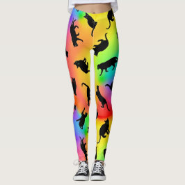 Schwarze Katzen und Regenbogen-Leggings Leggings