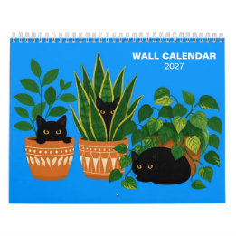 Schwarze Katzen und Zimmerpflanzen 2027 Wandkalend Kalender