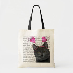 Schwarze Katzen-Valentinsgrüße Tragetasche