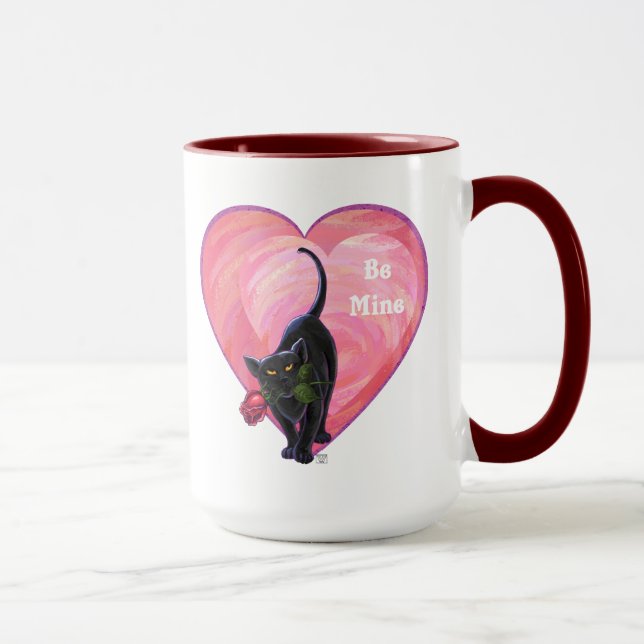Schwarze Katzen-Valentinstag Tasse (Rechts)