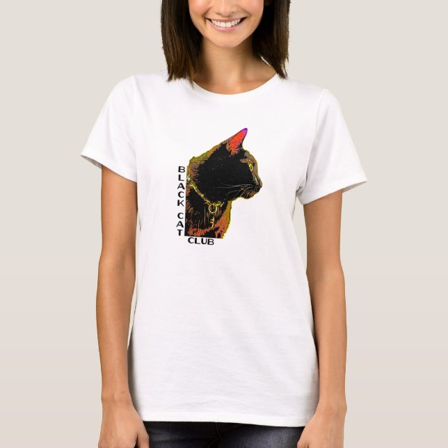 Schwarze Katzen-Verein-T - Shirt (Vorderseite)