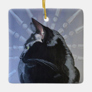 Schwarze Katzen-Verzierung Keramikornament