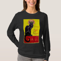 Schwarze Katzen-Vintages Kabarett-T-Shirt Le Chat