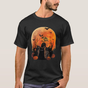 Schwarze Katzen Vollmond Funny Animal Pet Lover Ha T-Shirt