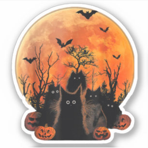 Schwarze Katzen Vollmond Lustige Tier Tierliebhabe Aufkleber