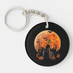 Schwarze Katzen Vollmond Lustige Tier Tierliebhabe Schlüsselanhänger