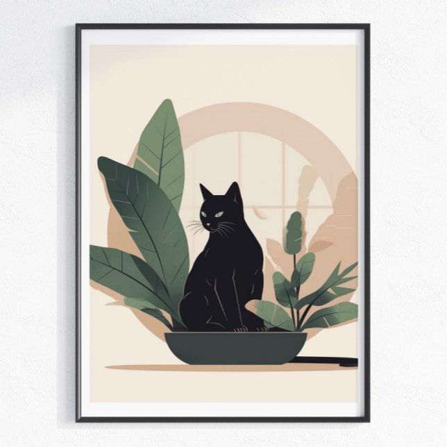 Schwarze Katzen-Wandkunst Minimalistische Katze Bo Poster (Von Creator hochgeladen)