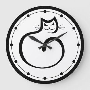 Schwarze Katzen-Wanduhr Große Wanduhr