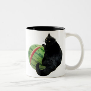 Schwarze Katzen-Wassermelone-Tasse Zweifarbige Tasse
