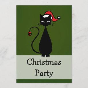 Schwarze Katzen-Weihnachten Einladung
