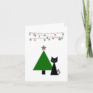 Schwarze Katzen-Weihnachten Feiertagskarte