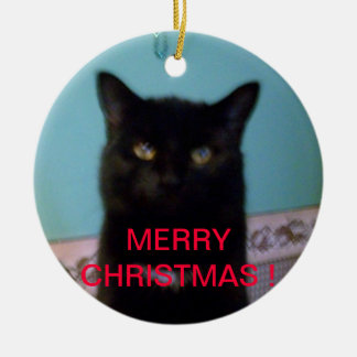 Schwarze Katzen-Weihnachten Keramikornament