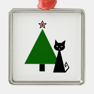 Schwarze Katzen-Weihnachten Ornament Aus Metall