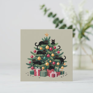Schwarze Katzen Weihnachtsbaum Katze Lover Xmas Li Feiertagskarte