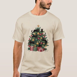 Schwarze Katzen Weihnachtsbaum Katze Lover Xmas Li T-Shirt
