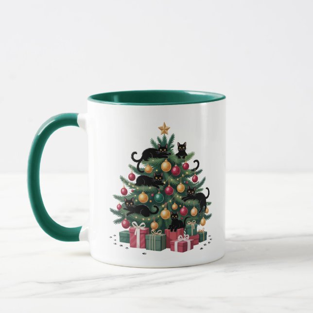Schwarze Katzen Weihnachtsbaum Katze Lover Xmas Li Tasse (Links)
