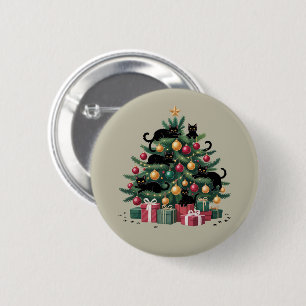 Schwarze Katzen Weihnachtsbaum Katzenliebhaber Xma Button