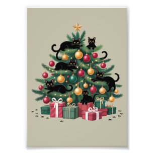 Schwarze Katzen Weihnachtsbaum Katzenliebhaber Xma Fotodruck