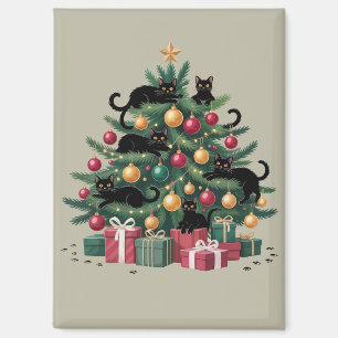 Schwarze Katzen Weihnachtsbaum Katzenliebhaber Xma Magnet