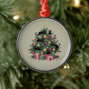 Schwarze Katzen Weihnachtsbaum Katzenliebhaber Xma Ornament Aus Metall