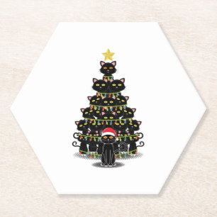 Schwarze Katzen Weihnachtsbaum Weihnachten Untersetzer