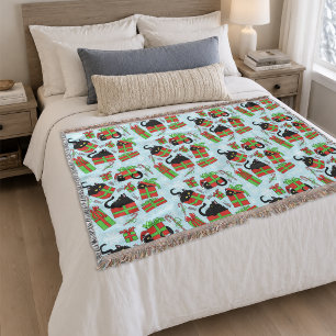 Schwarze Katzen Weihnachtsgeschenke Muster Decke