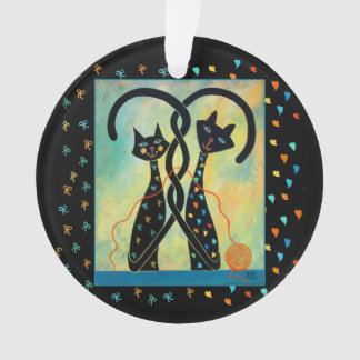 Schwarze Katzen-Weihnachtsverzierung Ornament