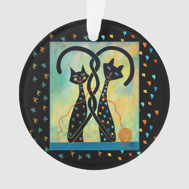Schwarze Katzen-Weihnachtsverzierung Ornament (Vorderseite)
