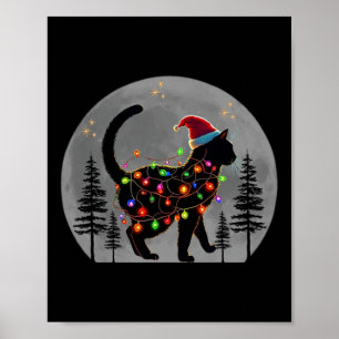 Schwarze Katzen Weihnachtszeit Weihnachtsmannmütze Poster
