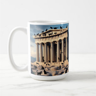 Schwarze Katzenarmee im Parthenon Kaffeetasse