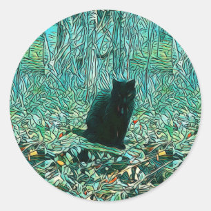 Schwarze Katzenaufkleber Runder Aufkleber