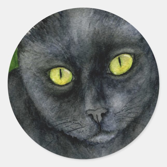 Schwarze Katzenaufkleber Runder Aufkleber (Vorderseite)