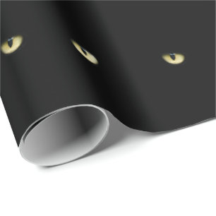 Schwarze Katzenaugen   Halloween Geschenkpapier