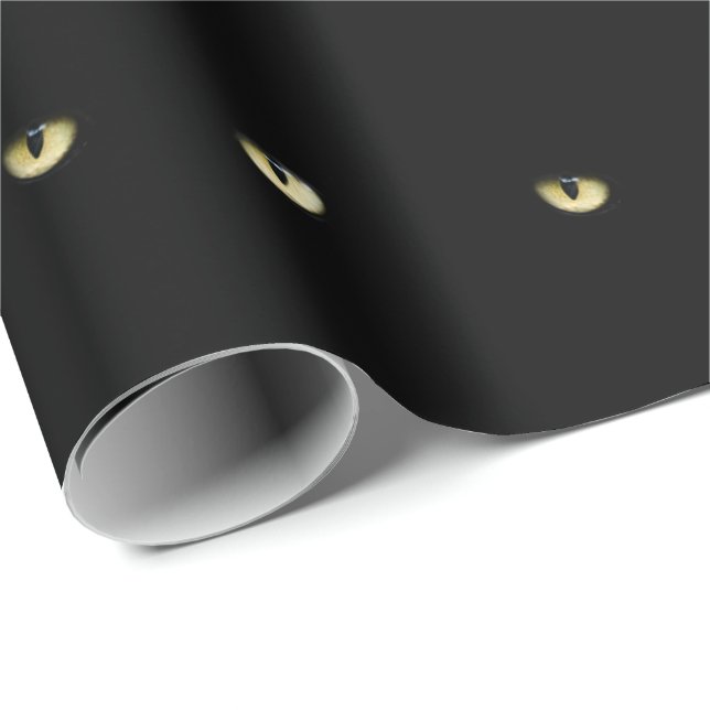 Schwarze Katzenaugen | Halloween Geschenkpapier (Rolleneckpunkt)