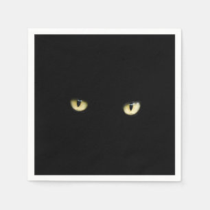 Schwarze Katzenaugen  Halloween Serviette