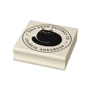 Schwarze Katzenbaby-Exlibris-Bibliotheksbuch Gummistempel