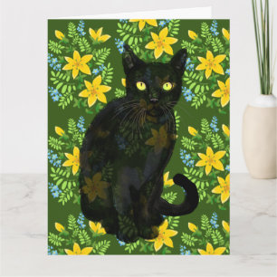 schwarze Katzenblumen Karte