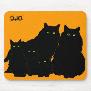Schwarze Katzenfamilie Mousepad