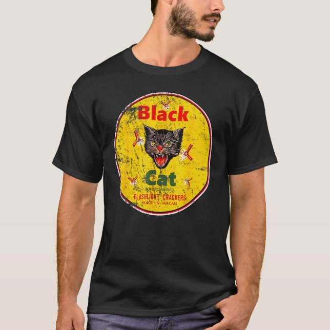 Schwarze Katzenficker, Vintage Katzenkatze T-Shirt (Vorderseite)
