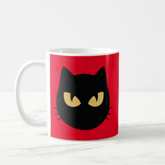 Schwarze Katzenfläche Kaffeetasse (Links)
