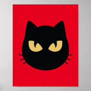 Schwarze Katzenfläche Poster