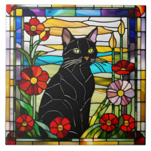 Schwarze katzengefestigte Glasdekoration