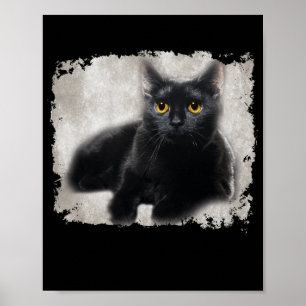 Schwarze Katzengelbe Augen auf meinem Shirt Poster