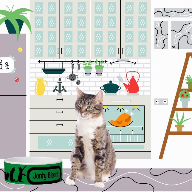 Schwarze katzengrüne Silhouette mit Katzenbezeichn Napf (Von Creator hochgeladen)