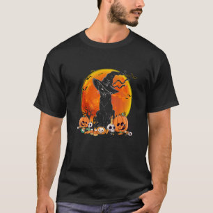 Schwarze Katzenhexe Vollmond Vintage Halloween Män T-Shirt