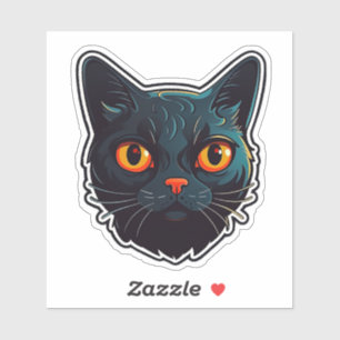 Schwarze Katzenkatze Grafisches Design Aufkleber