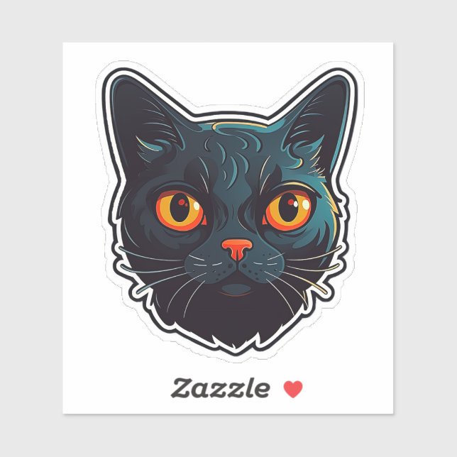 Schwarze Katzenkatze Grafisches Design Aufkleber (Blatt)