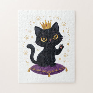Schwarze Katzenkönigin Puzzle Süße Katzenliebhaber